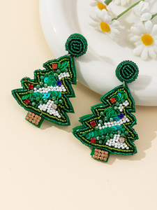 Wholesale Christmas fabric beads and handcrafted Christmas tree, elderly <b>snowflake</b> felt <b>earrings</b> and accessories - Product Image 2