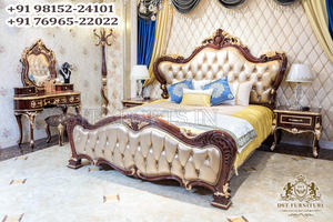 Lit au design moderne et confortable avec tables d'appoint Acheter un lit moderne en bois de teck en noir Ensemble de lit de style américain moderne polonais - Product Image 4