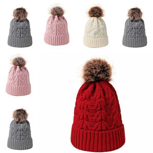 Gorro de punto acanalado con logotipo personalizado, Gorro con pompón holgado bordado cálido para invierno, a la moda ropa de calle, gorro de calavera Unisex - Product Image 3