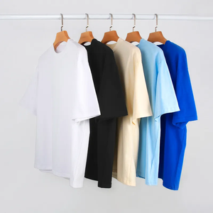 T-shirt pour homme à col rond, streetwear tendance, coton de haute qualité, épaules tombantes, t-shirt uni pour homme, taille surdimensionnée - Product Image 1