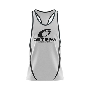 Men's Sleeveless Gym Tank Top 100% Polyester Quick Dry Lightweight Breathable Fitness Wear Comfortable Fit Front <b>Logo</b> Available - Product Image 1