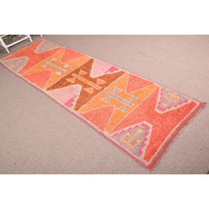 Vintage <b>Rug</b>, <b>Runner</b> 3.2x9.9 ft Turkish <b>Rug</b>, Orange Polka dot Wool <b>Rug</b> - Product Image 4