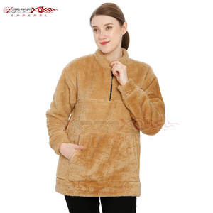 Sudadera cálida de lana Sherpa para mujer con cuello redondo Ajuste relajado Diseño impreso Estilo de calle alta para invierno/otoño - Product Image 1