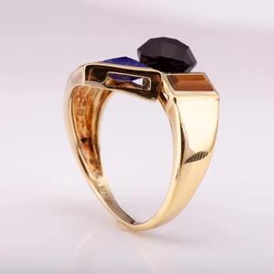2024Piece Unique Design 14K 18K Gold Plated Silver 925 <b>Adjustable</b> <b>Ring</b> Natural Lapis Tiger Eye Onyx Fashion Jewelry for Parties - Product Image 4