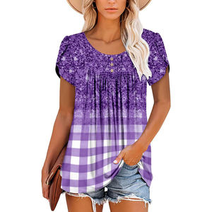 Casual Active Top Ladies Blouse and Shirts Femmes Manches Longues pour Femmes Plain Summer Crop Top Cotton Dyed Crew Neck 100% Cotton - Product Image 3