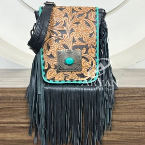 New Factory Wholesale New Hand Tooled Genuine Leather Messenger Crossbody Shoulder Bag for Women's Western Design Purse Handbag - Product Image 1