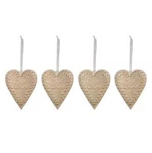 Adornos colgantes de Navidad Beige de Metal en forma de corazón accesorios de decoración colgantes de árbol de Navidad para el hogar X Mas fiesta de año nuevo - Product Image 1