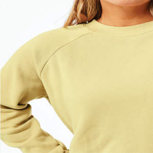 Cuello encuadernado 52% Airlume peinado y algodón hilado en anillo 48% Poly Fleece French Vanilla Womens Raglan Sleeve Pullover - Product Image 5