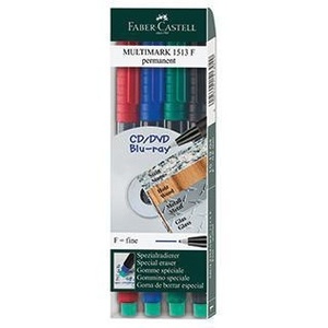 Stylo marqueur coloré assorti Faber-Castell Multimark 1513, 0,6 mm, 4 pièces/paquet - Product Image 1