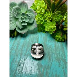 Navajo Handmade Blue <b>Moon</b> Turquoise Sterling Silver Gemstone Cluster <b>Ring</b> Size 7.75 Yellow Gold Main for Everyday Wear Promises - Product Image 4