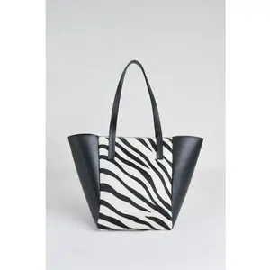 Zebra Calf Women Tote Bag and Handbags Custom Logo Premium Quality Zebra print Cow Leather