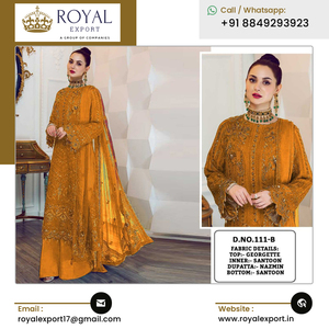 Fournisseur direct d'usine, organza synthétique de bonne qualité avec broderie, collection de costumes pakistanais provenant d'un vendeur indien de premier plan - Product Image 3