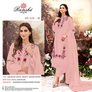 Designer Georgette Salwar Kameez avec broderie Tenue indienne élégante pour les adultes Célébration de l'Aïd Achats en ligne en Inde - Product Image 2