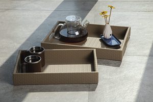 Bandeja de cuero rectangular, bandejas decorativas de servicio de fiesta modernas Vintage para decoración del hogar, diseño de lujo de mesa - Product Image 3