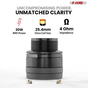 Super Tweeter de 5 Núcleos y 1 Pulgada para Auto, Altavoz de Audio de 60W de Potencia Máxima, 4 Ohmios, Diafragma de Titanio, Imán de Neodimio, Sensibilidad de 95 DB/W/M - Product Image 2