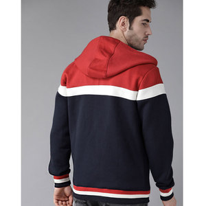 Sudadera con capucha para hombre, con paneles de color en contraste, 100% algodón, con cremallera, logotipo personalizado, OEM, estilo urbano, para invierno, al por mayor - Product Image 2