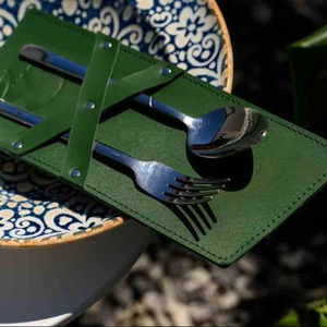 Porta Cubiertos Plegable de Cuero Genuino de Lujo, Ecológico, para Restaurante, Estilo Vintage, Organizador de Cubiertos LCH-0016 - Product Image 1