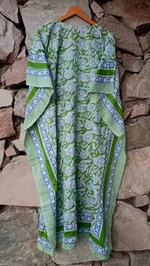 Caftan en coton pour femmes robe Maxi d'été confortable avec impression de bloc de main couverture de plage vêtements de nuit pour vêtements décontractés en Inde - Product Image 3