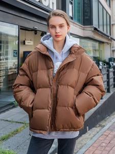2022 hiver mode conception personnalisée femmes doudoune élégant vêtements d'extérieur fermeture à glissière imperméable respirant toile imprimé - Product Image 3