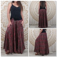Vêtements de plage imprimés à la main Palazzo Pants Indian Sari Silk Women's Palazzo Pant
