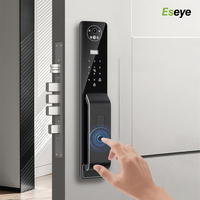 Serrure de porte en bois à reconnaissance d'empreintes digitales Super Face, télécommande Wi-Fi, batterie 5000 mAh, carte mémoire, carte-clé en aluminium, accès par mot de passe