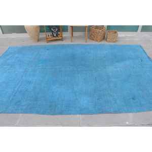 Alfombra Turca Vintage Grande de 6.2x10.5 pies, Alfombra de Lana Abstracta Azul y Roja - Product Image 2