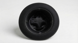 Black Wool Bowler <b>Hat</b> Round Top Dress Cap Ribbon <b>Band</b> Unisex Formal Events Costume Everyday Wear Wholesale Custom Logo - Product Image 3