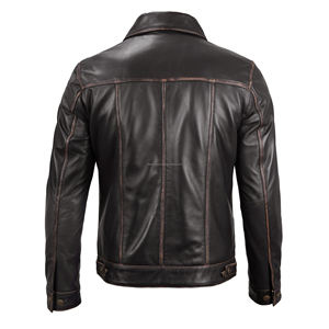 High Quality Customized Logo Leather Jacket Fashion Whole Selling Price Clothing Windproof Heavy Duty Leather Jacket for Men - Product Image 3