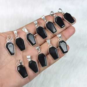 สินค้ามาใหม่จี้925สีเงินแท้จี้โลงศพสีดำโอนิกซ์ธรรมชาติเครื่องประดับแฟชั่นงานแฮนด์เมดสำหรับผู้หญิง - Product Image 2