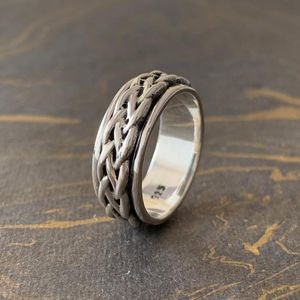 <b>Silver</b> Classic Religious Spinner <b>Ring</b> 5.7 Grams Free Size Inlaid with Claws for Children's Gift Plated Jewelry - Product Image 1