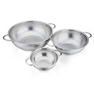 Stainless steel <b>colander</b> for kitchen use with minimal style build easy cleaning heat safe fine mesh <b>strainer</b> daily cooking - Product Image 1