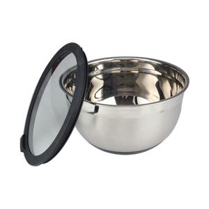 Juego de 3 Tazones de Acero Inoxidable con Tapa de Vidrio y Base Antideslizante de Silicona, Aptos para Lavavajillas - Product Image 3