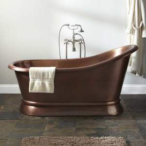 อ่างอาบน้ำทองแดงสไตล์วินเทจทำด้วยมือโบราณสำหรับการตกแต่งภายในห้องน้ำที่หรูหราด้วยการตกแต่งที่หรูหราและการออกแบบที่หรูหรา - Product Image 3