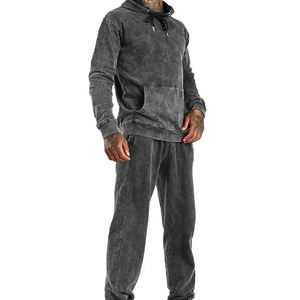Chándal de Jersey de alta calidad para hombre, Sudadera con capucha desgastada lavada de gran tamaño personalizada, logotipo de algodón, hombros caídos, con capucha de talla grande - Product Image 1