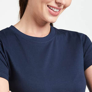 Camiseta de manga corta azul marino para mujer, camiseta de moda personalizada de alta calidad de algodón 100% para invierno - Product Image 5