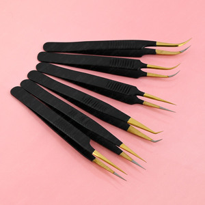 ชุดแหนบต่อขนตามาใหม่ชุดละขนตาสแตนเลสสีดำทองขนาดใหญ่ - Product Image 1