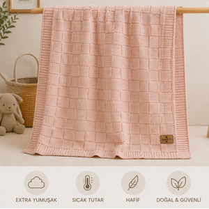 Wholesale Baby Knitted Blankets Soft Breathable Cotton Cable Knit Infant Nursery Receiving Blanket Supplier From Denizli Turkey - Product Image 5