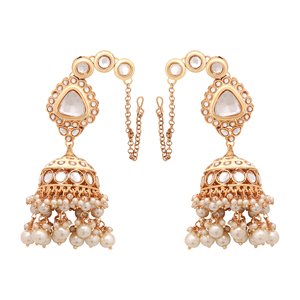 ต่างหูห้อย meenakari kundan jhumki สวยงามเครื่องประดับไข่มุกในงานแต่งงานรูปดอกไม้เครื่องประดับ kundan jhumki - Product Image 3