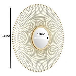 Miroir au fini doré miroir mural suspendu sculpture feuille de métal design art moderne miroir décor à la maison - Product Image 5