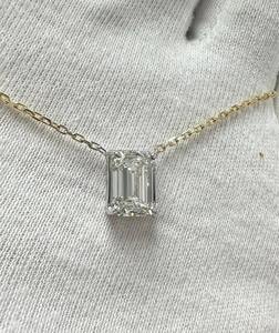 Pendentif en argent sterling 925 avec diamant Moissanite taille émeraude blanche/clarté VVS1/0.50 à 10.00 carats - Product Image 2