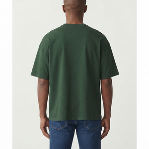 T-shirt Unisexe Oversize Vert Uni 230 GSM 100% Coton, Épais et Personnalisable, Coupe Épaules Tombantes, Vente en Gros Usine - Product Image 5