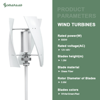Éolienne verticale 500W 12V 24V en stock en Pologne, entrepôt à l'étranger avec contrôleur MPPT