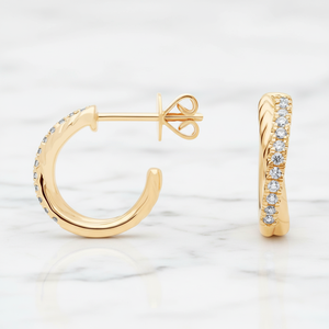 925 <b>Sterling</b> <b>Silver</b> <b>Huggie</b> <b>Earrings</b> Moissanite Crossover Half Hoop Trendy Everyday Wear Wedding Gift Women's Fine Jewellery - Product Image 3