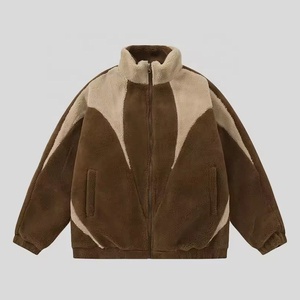 Colorblock Patchwork col montant Baggy Sherpa polaire veste pour l'hiver - Product Image 1