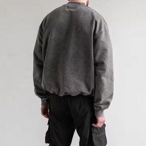 Oem Custom Acid Washed Hoodie No <b>Strings</b> Oversized French Terry Sweatshirts Men Vintage Distressed Hoodies hoodie - Product Image 2