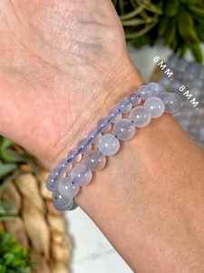 Blue Chalcedony Beaded <b>Bracelet</b> Stylish Gift for Throat and Third Eye Chakra Healing for Engagement - Product Image 4