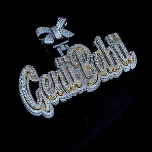 Pendentif en diamant rond glacé personnalisé à deux tons en moissanite VVS, bijoux hip-hop pour hommes, argent sterling 925 - Product Image 3