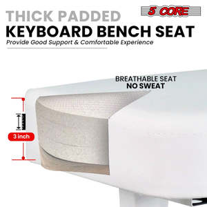 5 Core Keyboard <b>Bench</b> 3 Padded <b>Cushioned</b> Piano Stool Height Adjustable Guitar Seat Folding Portable - Product Image 2