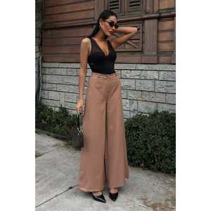 กางเกงขายาวทรงปาลาซโซเอวสูงผ้าเครปกันยับ รุ่น 0080 ทรงขากว้าง - Product Image 6