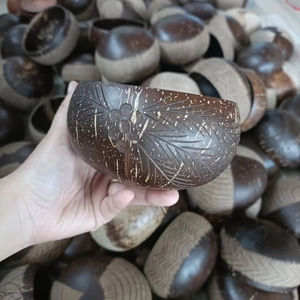 Custom logo Brown Coconut Shell Bowl with Coconut Spoon fork <b>utensils</b> for Gift Kitchenware Dinnerware Home Restaurant Decoration - Product Image 1